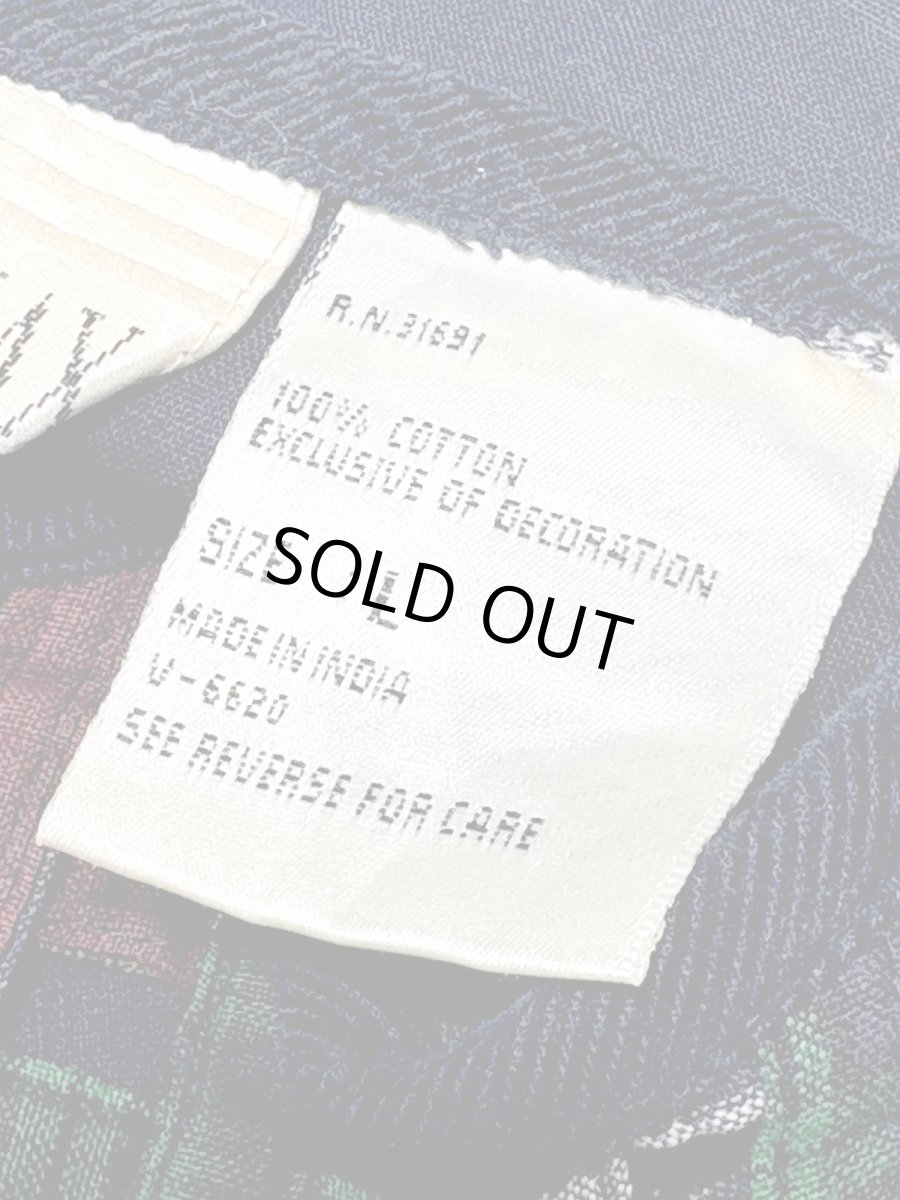 画像16: コーデュロイ 刺繍 ネイビー レトロ India 古着 ヴィンテージベスト (16)