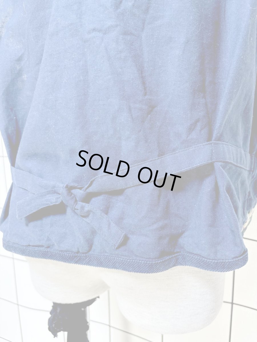 画像4: コーデュロイ 刺繍 ネイビー レトロ India 古着 ヴィンテージベスト (4)