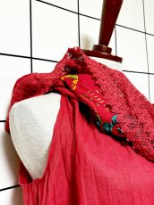 画像5: メキシカン刺繍 レース フォークロア レトロ 古着 メキシコ製 ヴィンテージ刺繍ブラウス (5)