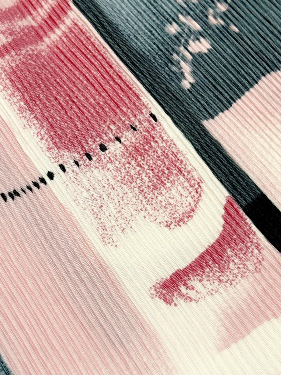 画像10: FRANCE プリーツ アート柄 ウエストゴム レトロ ヨーロッパ古着 ヴィンテージスカート (10)