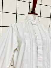 画像6: スタンドカラー クラシカル ホワイト レトロ USA古着 シャツ ヴィンテージブラウス (6)