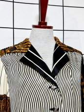 画像5: 70sJAPAN ストライプ柄 花柄 昭和レトロ 国産古着 ヴィンテージワンピース  (5)