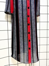 画像6: ストライプ 前開き レトロ 長袖 USA古着 ヴィンテージワンピース (6)
