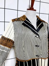 画像6: 70sJAPAN ストライプ柄 花柄 昭和レトロ 国産古着 ヴィンテージワンピース  (6)