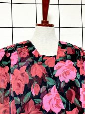 画像5: 西ドイツ製 WestGermany ティアードデザイン 薔薇柄 レトロ 長袖 ヨーロッパ古着 ヴィンテージドレス (5)