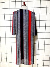 画像2: ストライプ 前開き レトロ 長袖 USA古着 ヴィンテージワンピース (2)