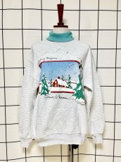 画像1: 雪景色 ボーダー タートルネック レトロ USA古着 ヴィンテージスウェット (1)