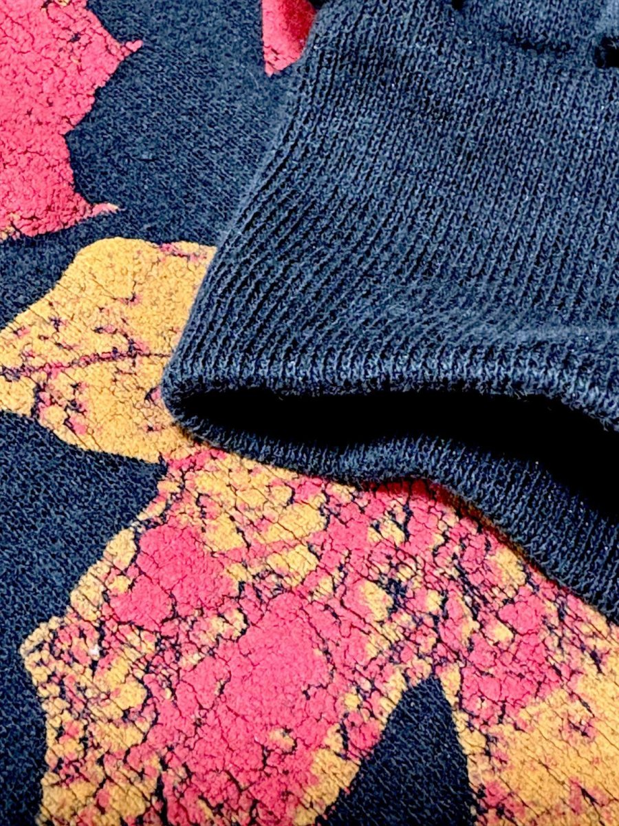 画像11: リーフ柄 タートルネック ブラック レトロ USA古着 ヴィンテージスウェット (11)