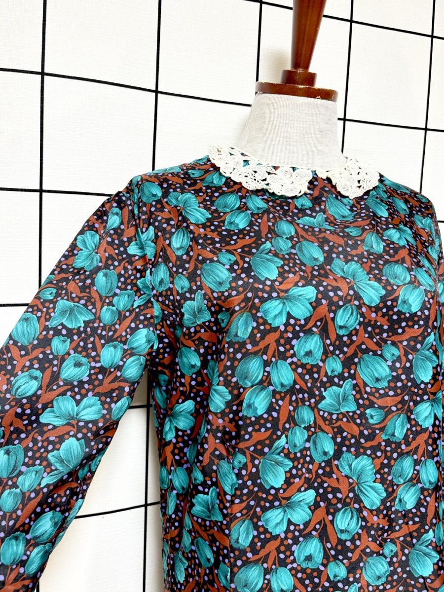 画像7: 【2500円均一対象商品】花柄 ドット レース襟 レトロ USA古着 ヴィンテージワンピース (7)