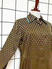 画像6: 東京スタイル 70sJAPAN 三角柄 前開き 昭和レトロ 国産古着 ヴィンテージワンピース (6)