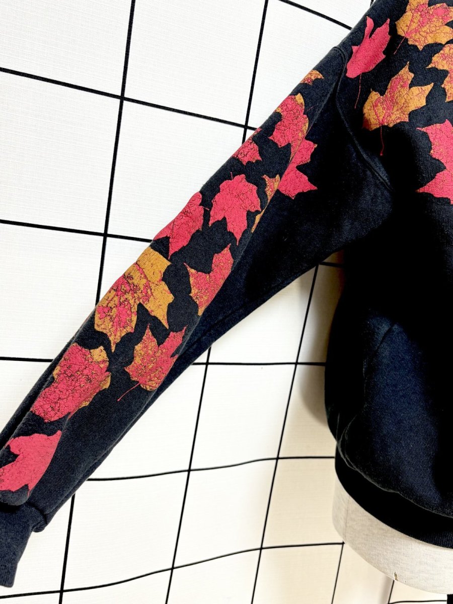 画像7: リーフ柄 タートルネック ブラック レトロ USA古着 ヴィンテージスウェット (7)