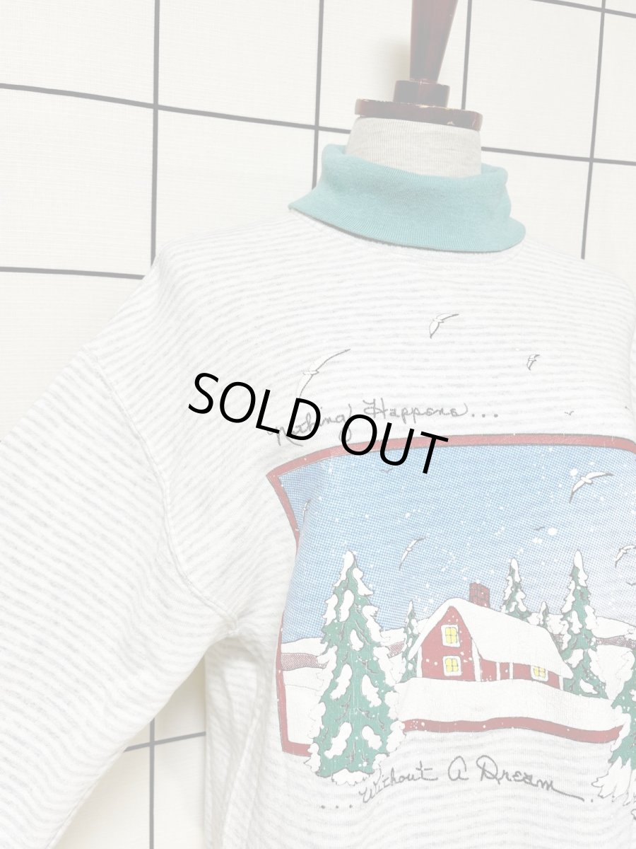 画像6: 雪景色 ボーダー タートルネック レトロ USA古着 ヴィンテージスウェット (6)