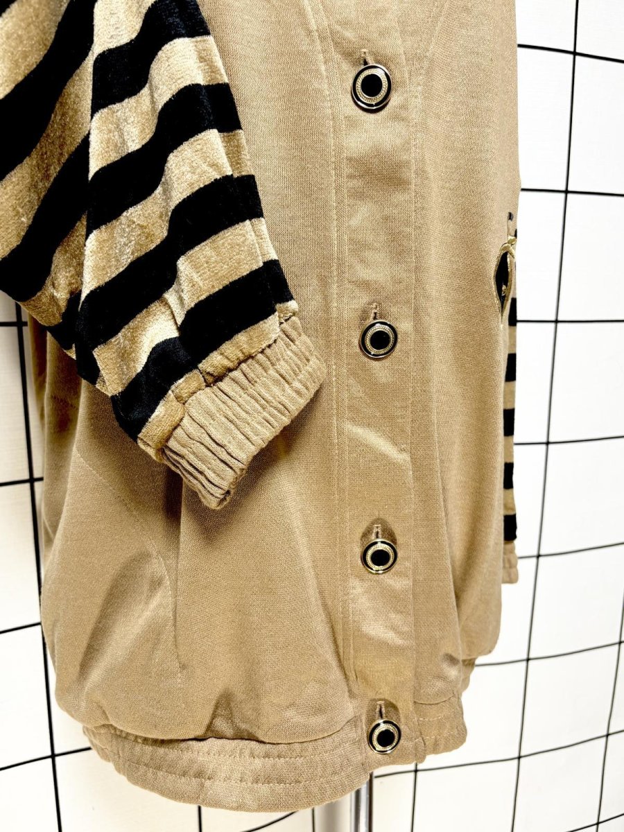 画像7: ボーダー 自転車刺繡パッチ スタッズ レトロ USA古着 ヴィンテージニットカーディガン (7)