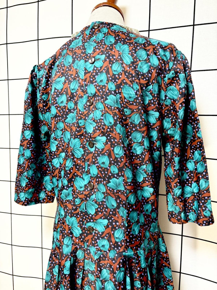 画像3: 【2500円均一対象商品】花柄 ドット レース襟 レトロ USA古着 ヴィンテージワンピース (3)