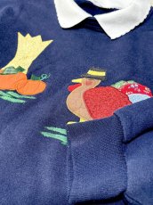 画像8: 鳥模様パッチ 襟付き ネイビー レトロ USA古着 ヴィンテージスウェット (8)