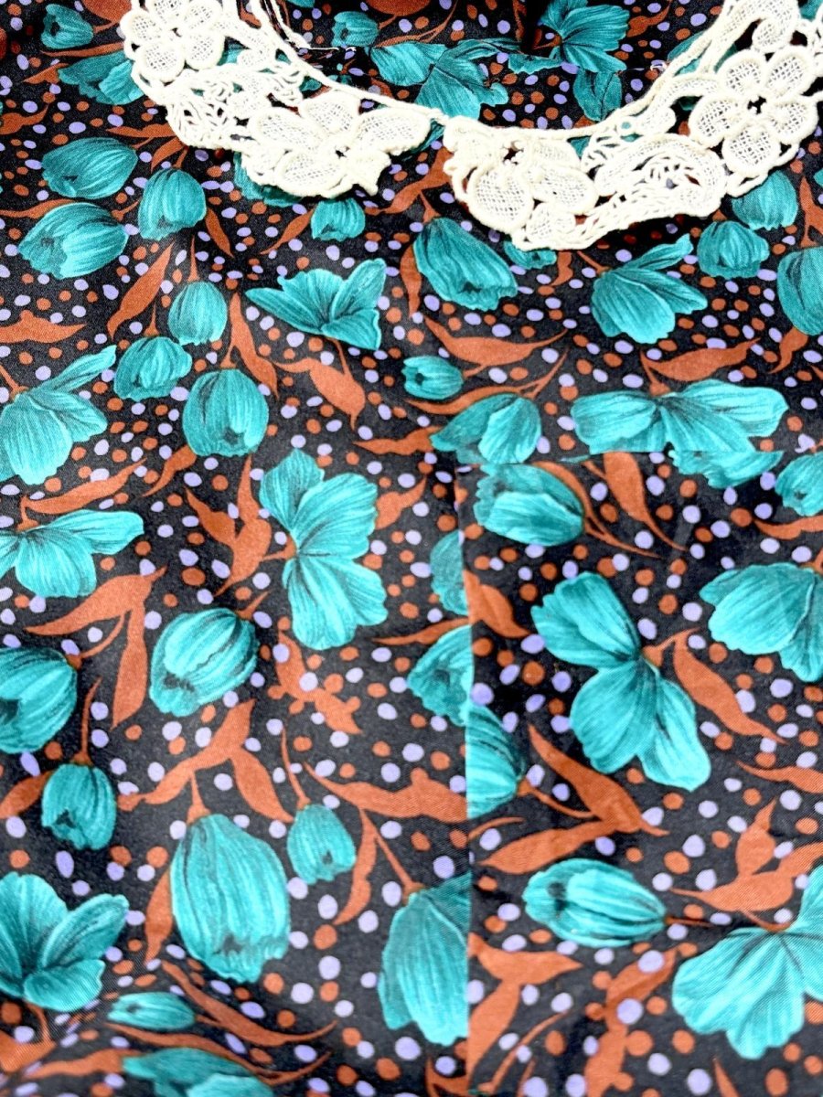 画像11: 【2500円均一対象商品】花柄 ドット レース襟 レトロ USA古着 ヴィンテージワンピース (11)