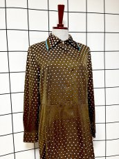 画像3: 東京スタイル 70sJAPAN 三角柄 前開き 昭和レトロ 国産古着 ヴィンテージワンピース (3)