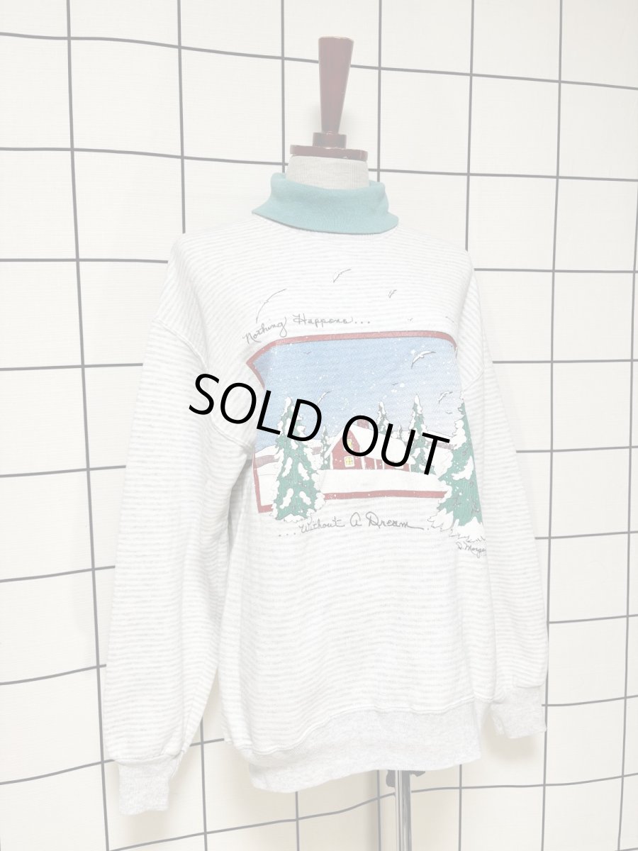 画像3: 雪景色 ボーダー タートルネック レトロ USA古着 ヴィンテージスウェット (3)