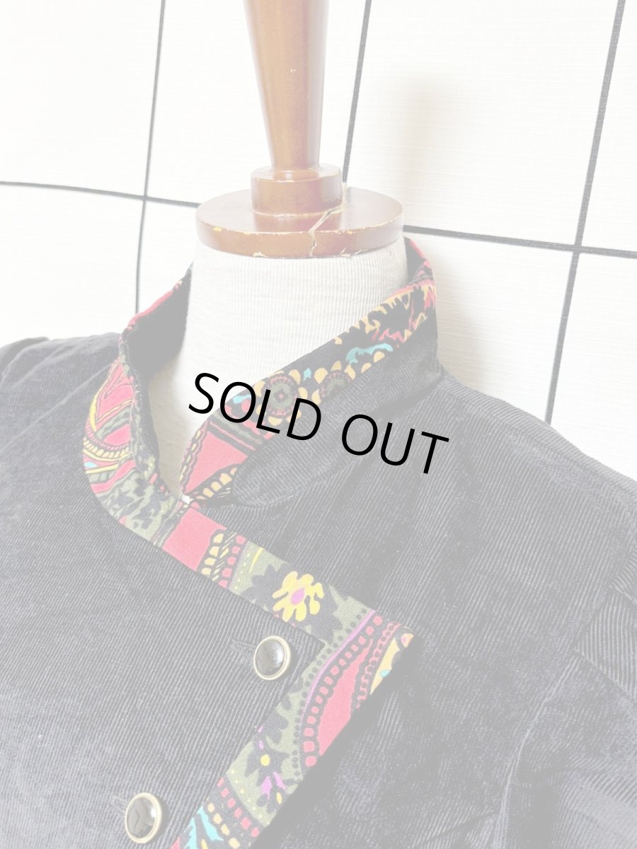 画像4: コーデュロイ ブラック レトロ USA古着 ヴィンテージジャケット (4)