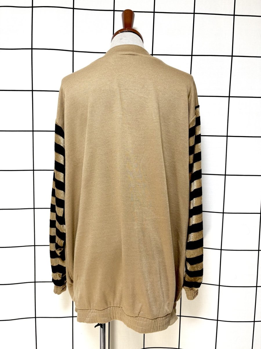 画像2: ボーダー 自転車刺繡パッチ スタッズ レトロ USA古着 ヴィンテージニットカーディガン (2)