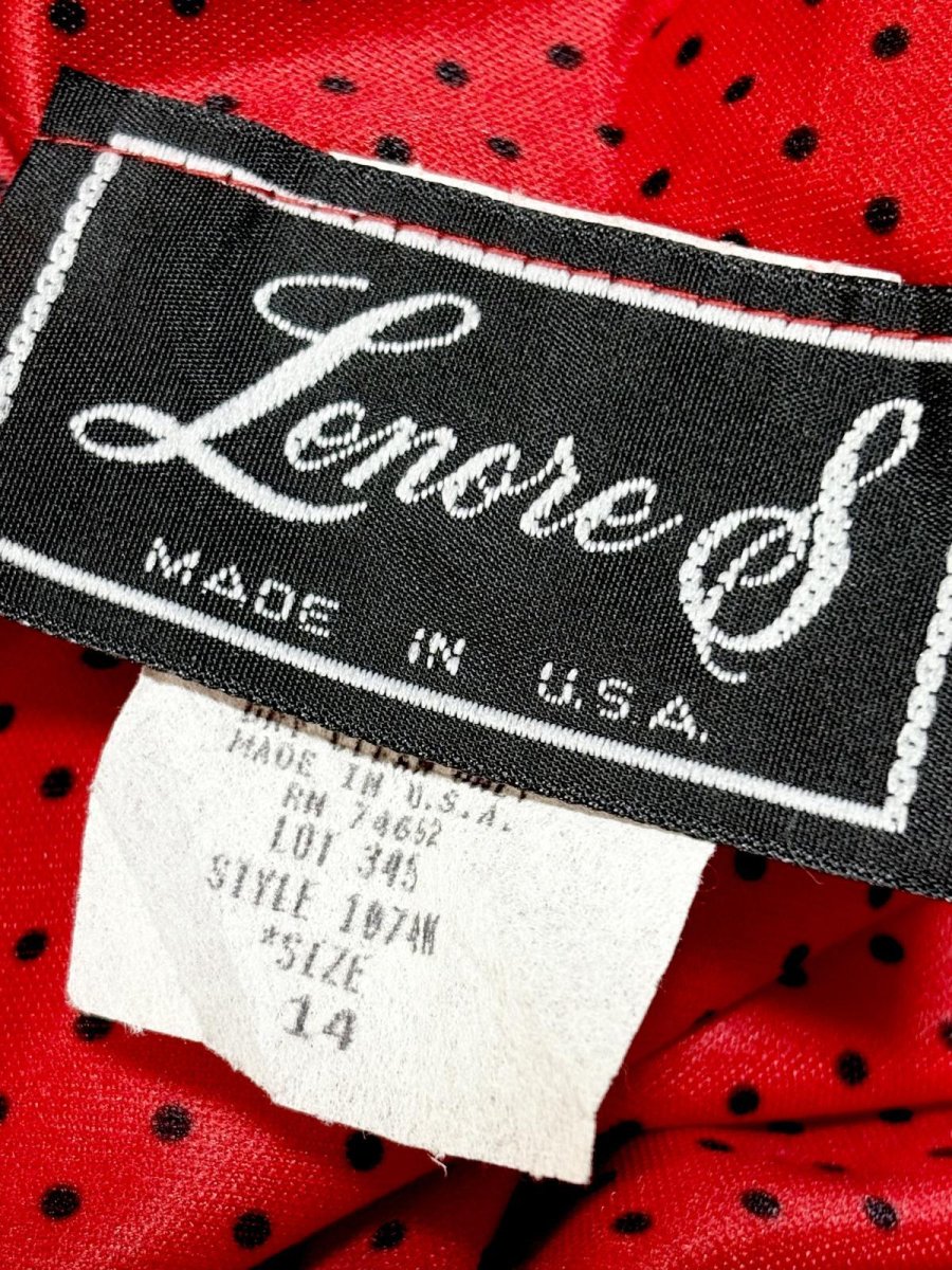 画像13: プリーツ切り替え ドット柄 ボーダー ウエストゴム レトロ USA古着 ヴィンテージワンピース (13)