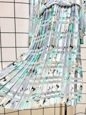 画像9: プリーツ切り替え ストライプ柄 レトロ USA古着 ヴィンテージワンピース (9)