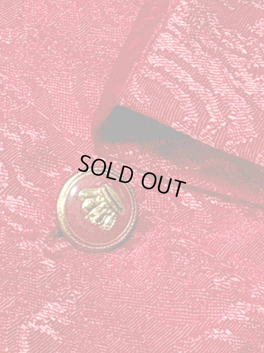 画像10: プリーツ切り替え 織り模様 UNIONMADE レッド ウエストゴム レトロ USA古着 ヴィンテージワンピース (10)