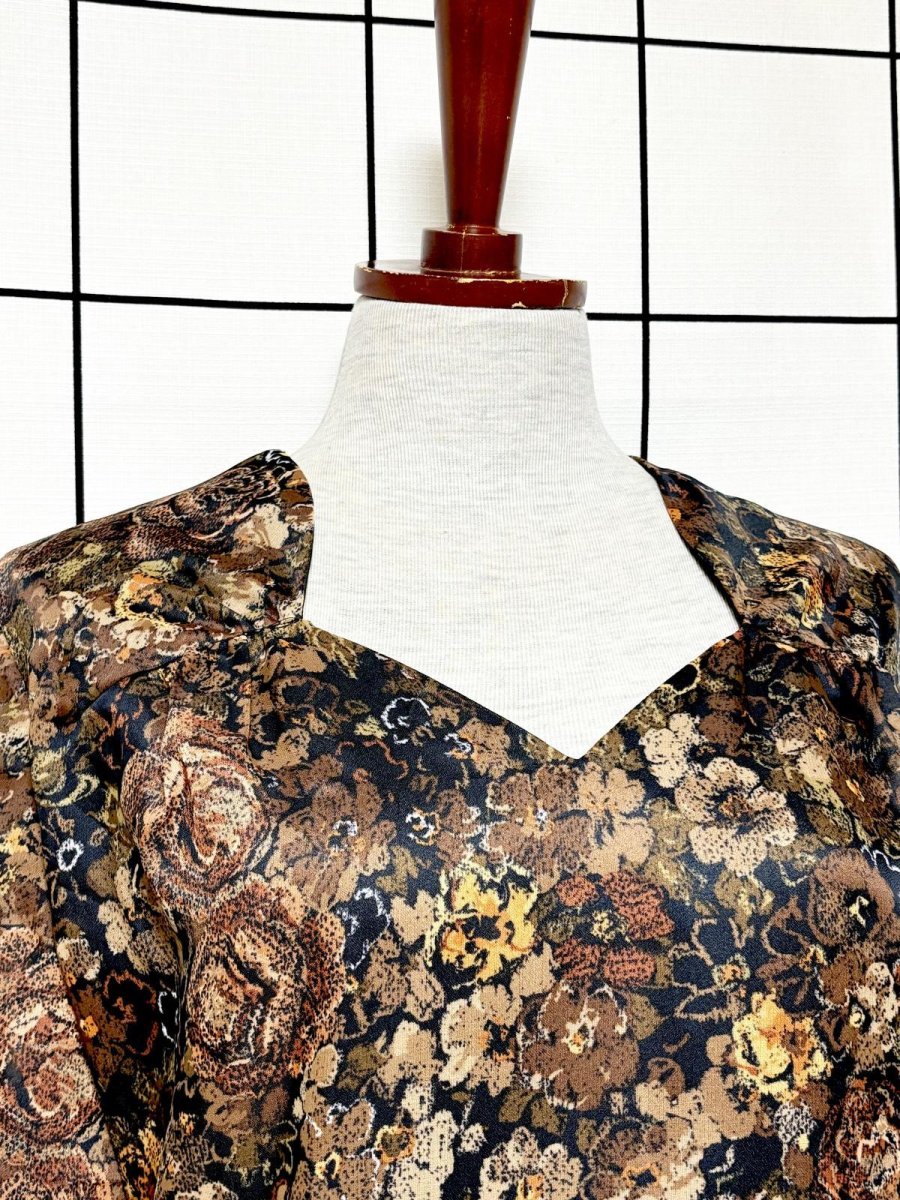 画像5: プリーツ切り替え 花柄 レトロ ヨーロッパ古着 ヴィンテージワンピース (5)