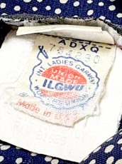 画像13: プリーツ切り替え ドット柄 ネイビー リボンタイ UNIONMADE ウエストゴム レトロ USA古着 ヴィンテージワンピース (13)