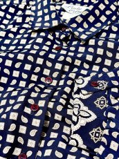 画像10: プリーツ切り替え ペイズリー ネイビー UNIONMADE ウエストゴム レトロ USA古着 ヴィンテージワンピース (10)