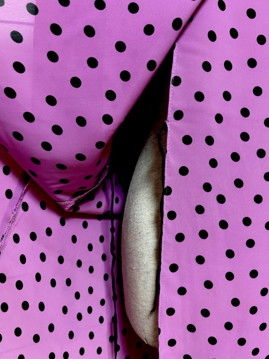 画像10: ドット パープル ブラック レトロ USA古着 ヴィンテージワンピース (10)