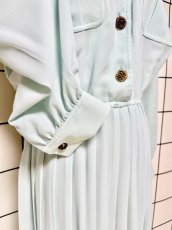 画像7: プリーツ切り替え 無地 ウエストゴム レトロ USA古着 ヴィンテージワンピース (7)