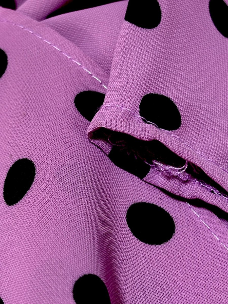 画像11: ドット パープル ブラック レトロ USA古着 ヴィンテージワンピース (11)