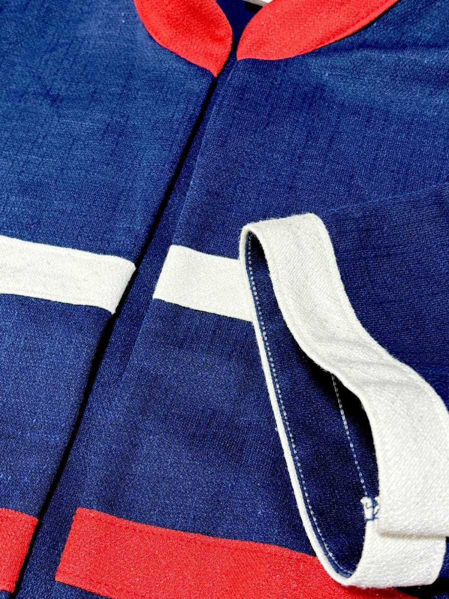 画像7: ショート丈 トリコロール ボーダー 羽織り UNIONMADE レトロ USA古着 半袖 ヴィンテージジャケット (7)