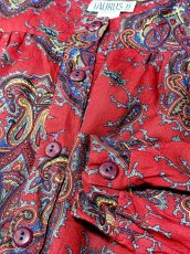 画像8: ペイズリー柄 レッド UNIONMADE ウエストゴム レトロ USA古着 ヴィンテージオールインワン (8)