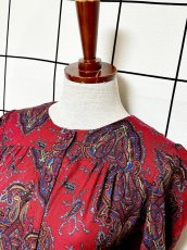 画像4: ペイズリー柄 レッド UNIONMADE ウエストゴム レトロ USA古着 ヴィンテージオールインワン (4)