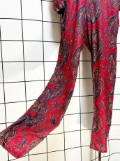 画像7: ペイズリー柄 レッド UNIONMADE ウエストゴム レトロ USA古着 ヴィンテージオールインワン (7)
