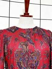 画像5: ペイズリー柄 レッド UNIONMADE ウエストゴム レトロ USA古着 ヴィンテージオールインワン (5)