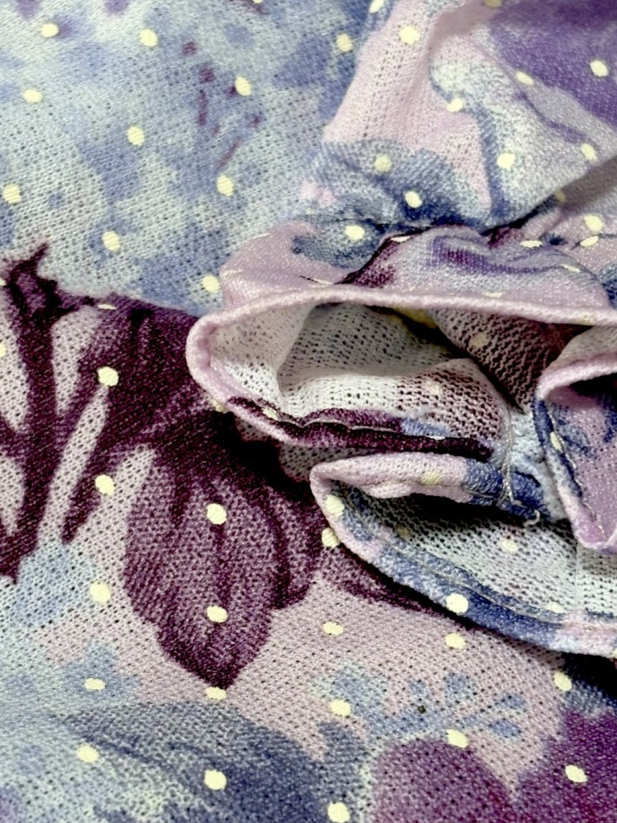 画像12: ドット 花柄 フリル 首元リボン ウエストゴム レトロ USA古着 ヴィンテージワンピース (12)