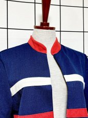 画像5: ショート丈 トリコロール ボーダー 羽織り UNIONMADE レトロ USA古着 半袖 ヴィンテージジャケット (5)