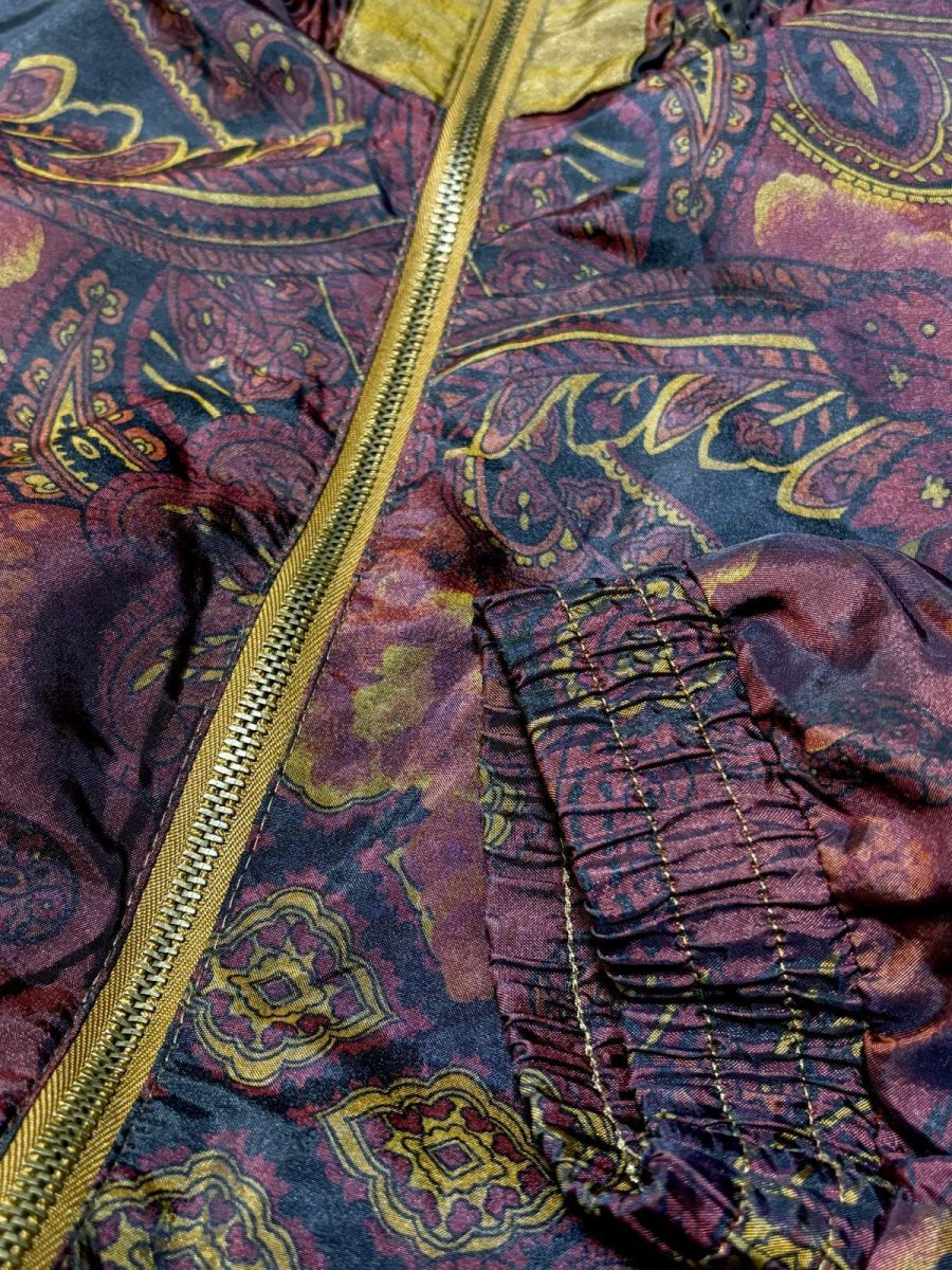 画像10: マルチ柄 ハイネック ジップアップ USA古着 ジャンパー ブルゾン ヴィンテージナイロンジャケット (10)