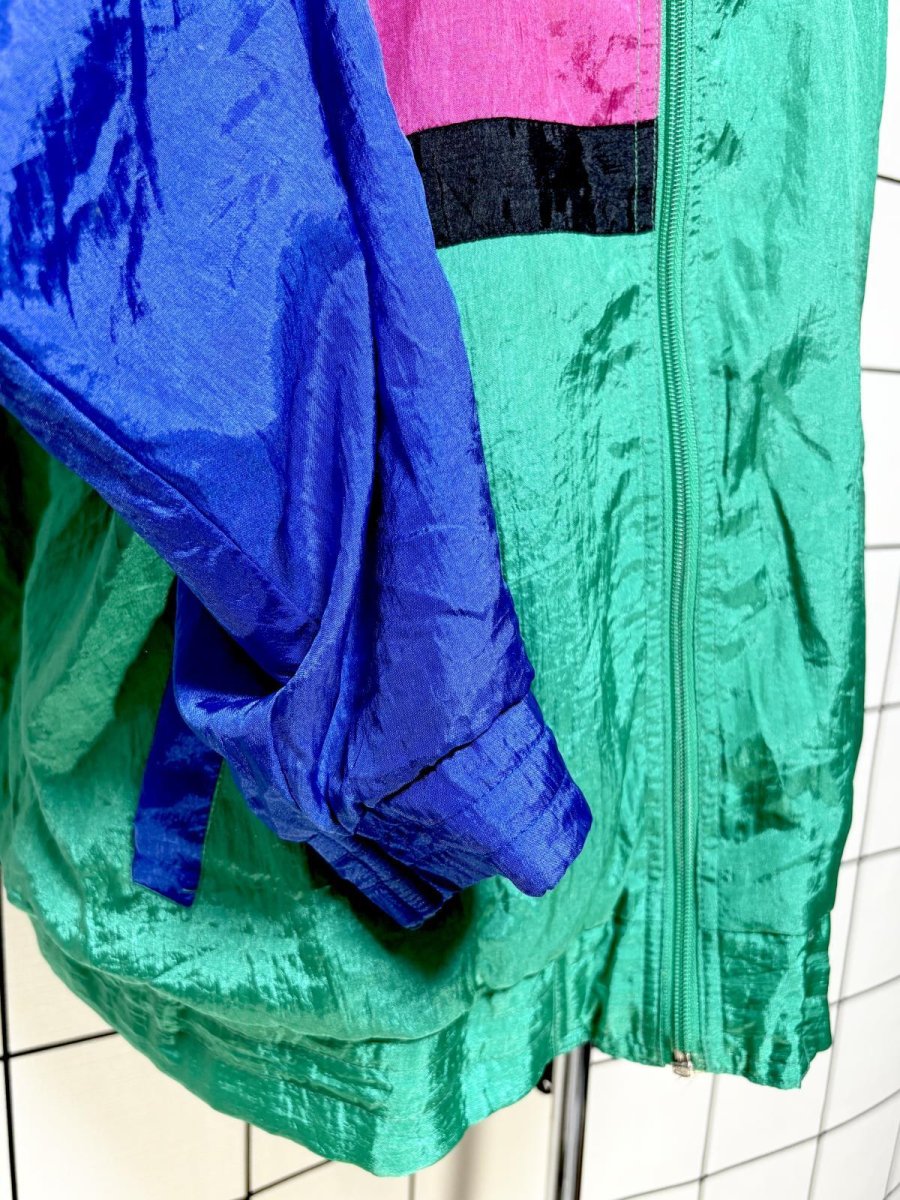 画像7: マルチカラー ハイネック ジップアップ USA古着 ジャンパー ブルゾン ヴィンテージナイロンジャケット (7)