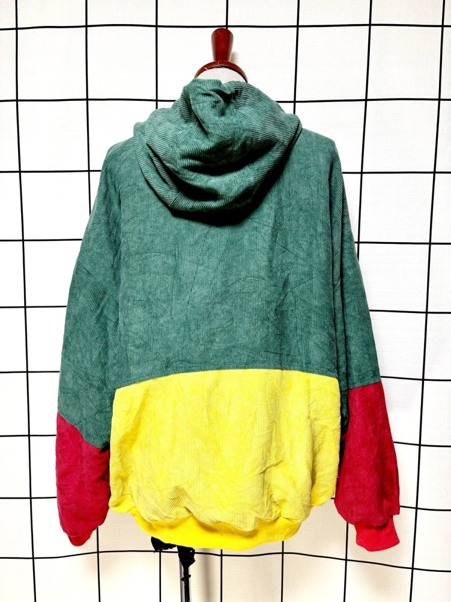 画像2: コーデュロイ フード付 マルチカラー レトロ USA古着 ヴィンテージブルゾンジャケット (2)