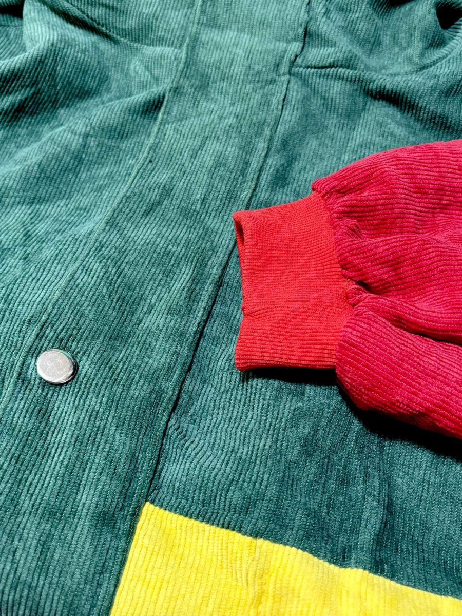 画像9: コーデュロイ フード付 マルチカラー レトロ USA古着 ヴィンテージブルゾンジャケット (9)