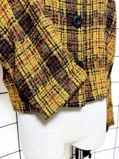 画像7: チェック柄 ショート丈 ノーカラー レトロ USA古着 ヴィンテージジャケット (7)