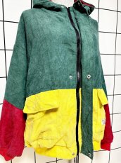 画像7: コーデュロイ フード付 マルチカラー レトロ USA古着 ヴィンテージブルゾンジャケット (7)
