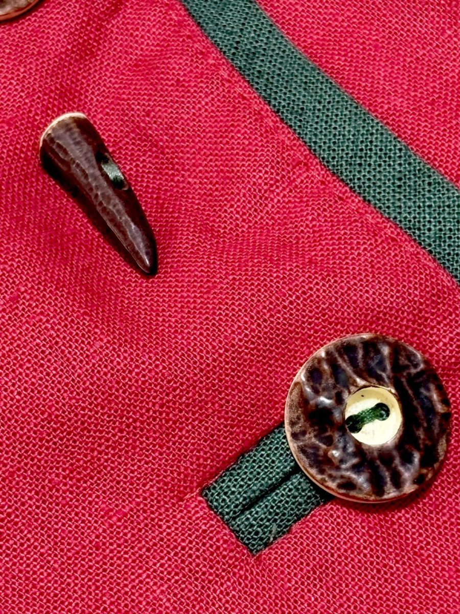 画像14: ドイツ製 Germany リネン混紡 ウッド調ボタン ノーカラー ディアンドル チロルジャケット ドイツ民族衣装 舞台 演劇 演奏会 フォークダンス オクトーバーフェスト (14)
