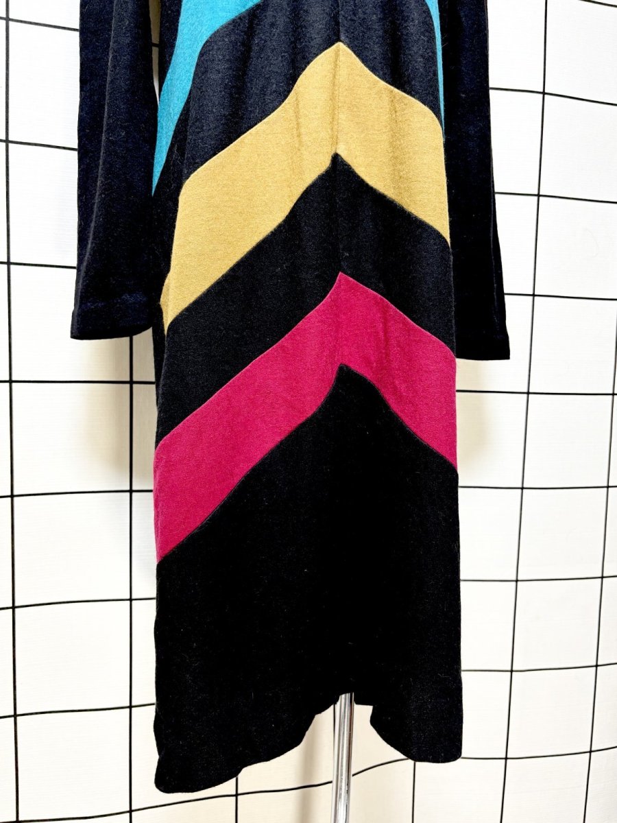 画像8: Italy製 イタリア ハイネック ウール ブラック レトロ USA古着 ヴィンテージワンピース (8)