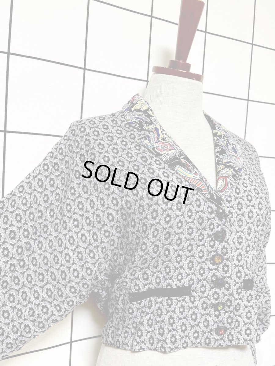 画像6: ショート丈 スフィンクス柄 ドルマンスリーブ レトロ USA古着 ヴィンテージジャケット (6)