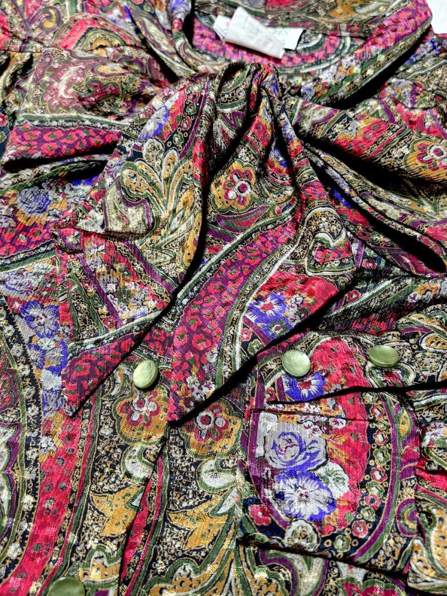 画像9: リボンタイ ペイズリー 花柄 レトロ CANADA カナダ製 古着 レトロ シャツ ヴィンテージブラウス (9)